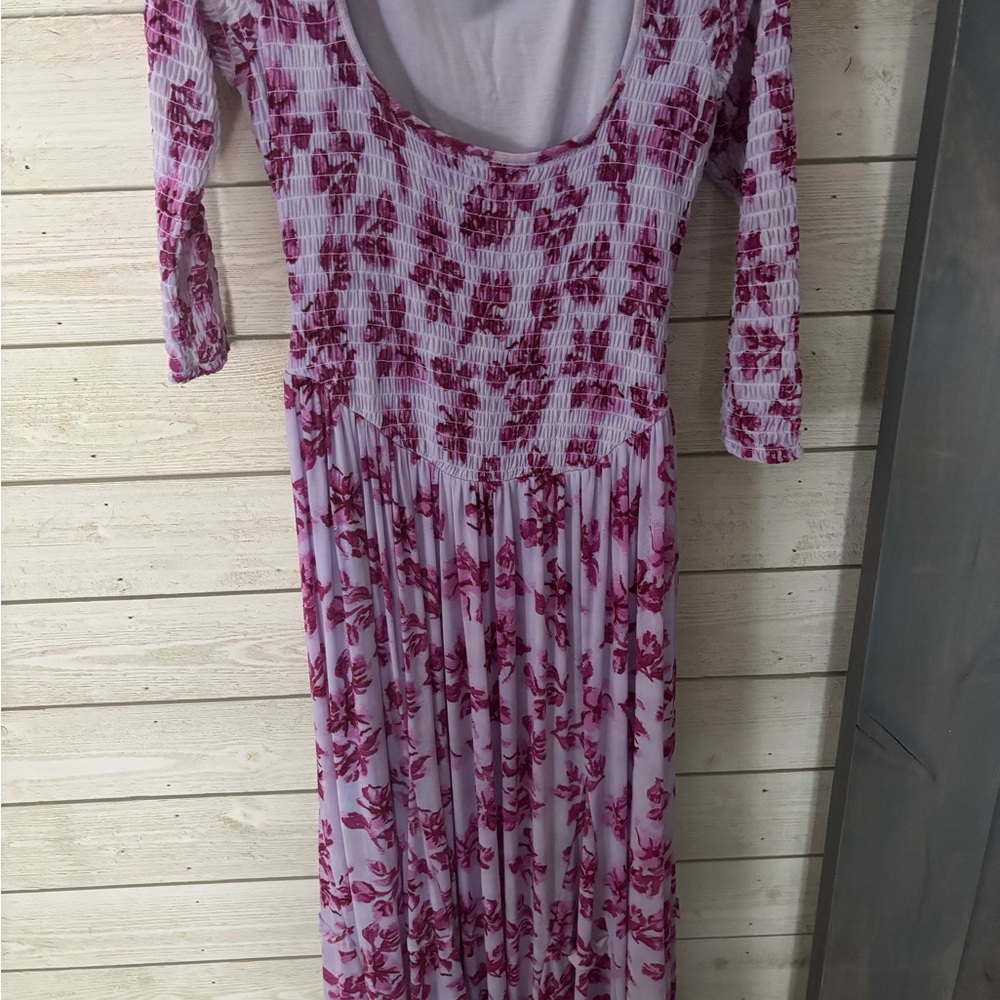 Free People Pink Floral Long Sleeve Dress